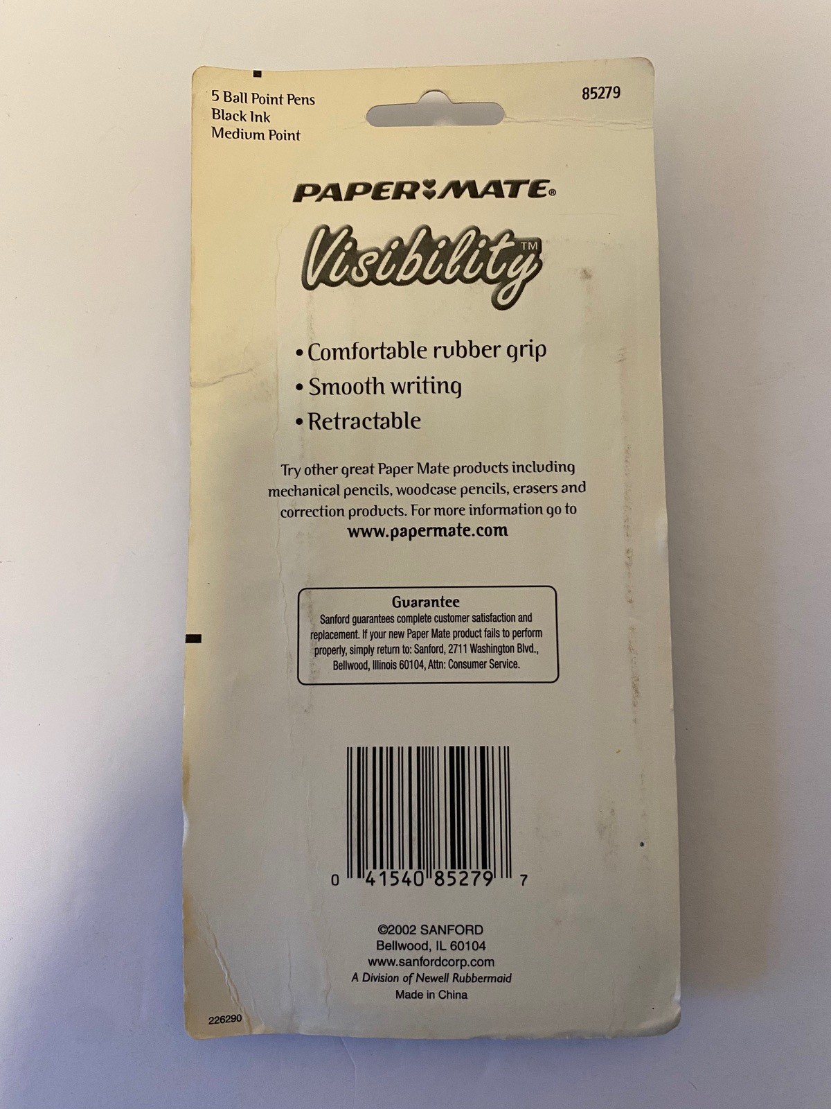 Vintage Paper Mate Visibility Black Ink Ball Point Pen 2002 NEW Rubber Grip Pens