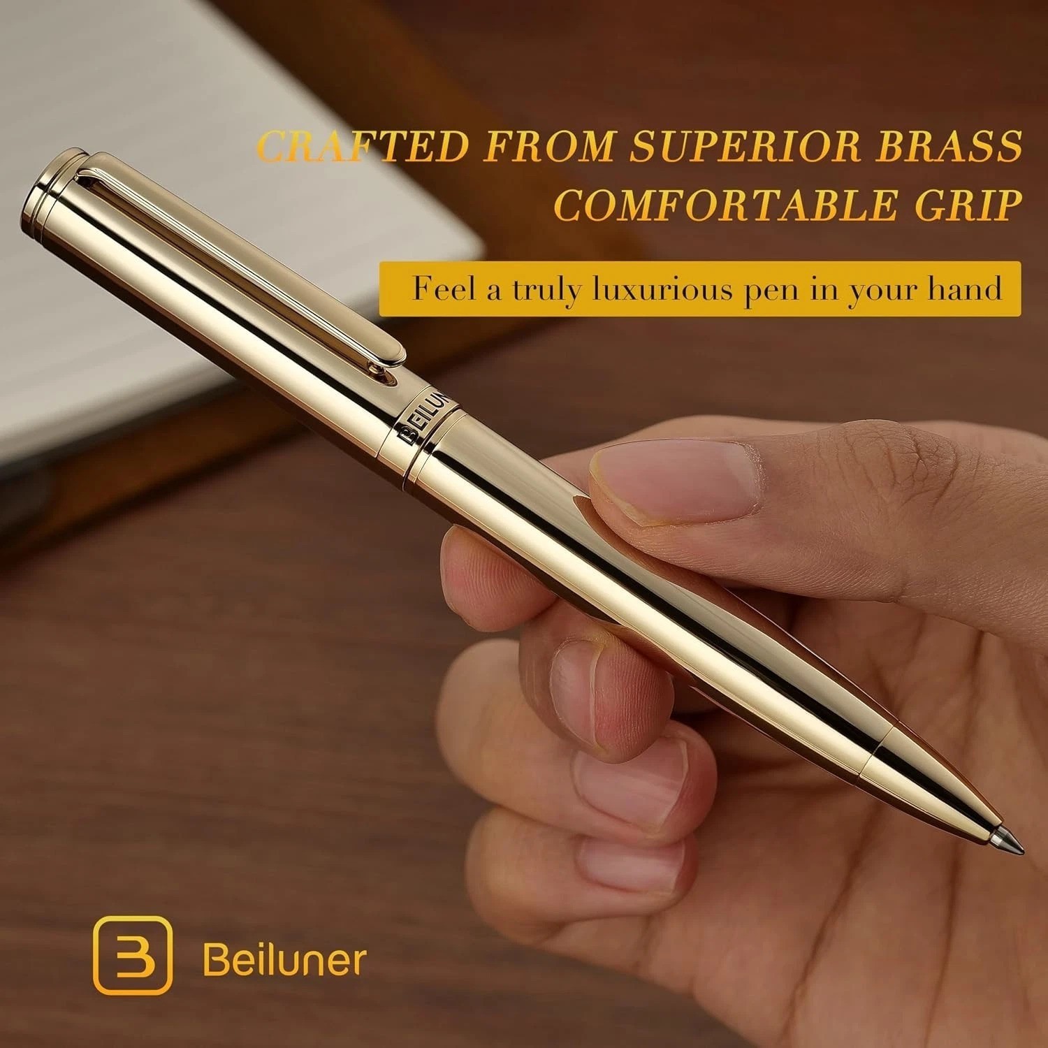 Stunning 24K Gold Plated Gel Pen, Black Ink, Luxury Writing