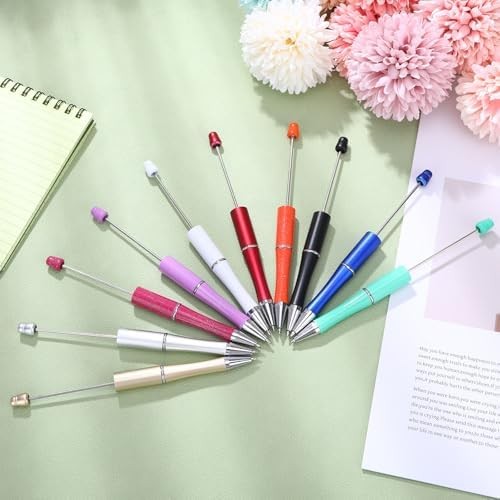 20 Pcs Beaded Pens, Beadable Pens Bulk Colored, Focal Bead Pen with 40pcs Black