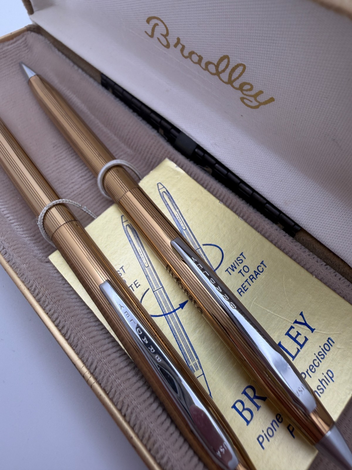 Stauffer Chemical Company Dyfonate Gold Tone Pen and Pencil Bradley NOS