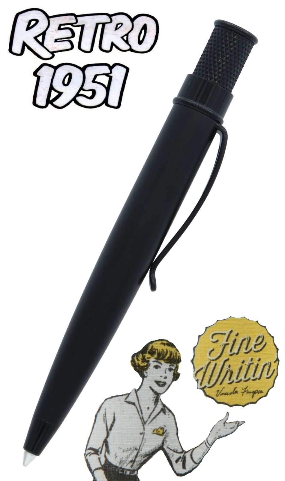 Retro 51 #EBP-2401PK / Stealth Black Elite Series Twist Action Tornado Ballpoint