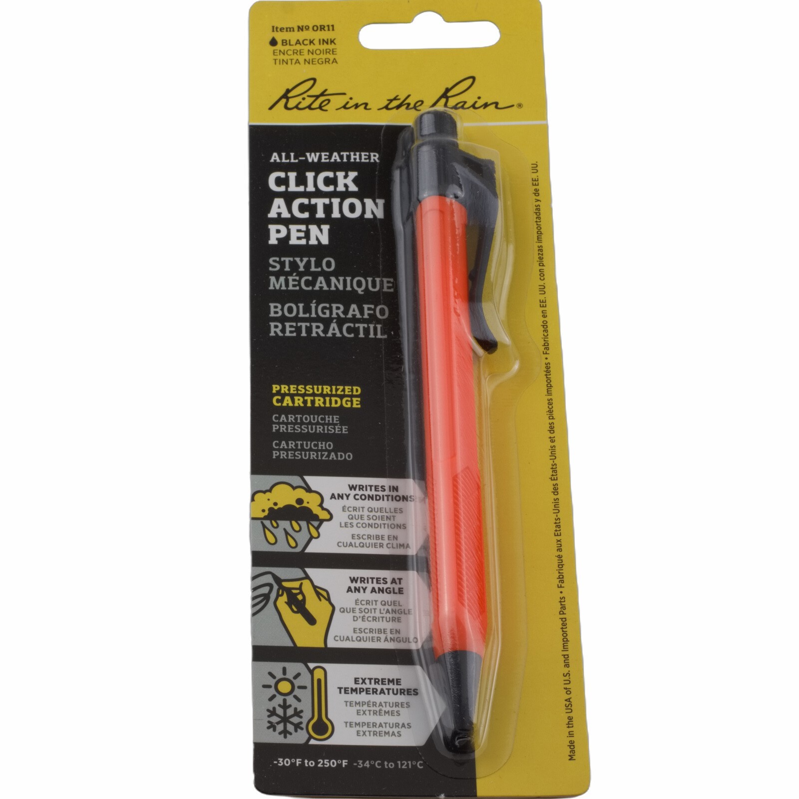 Rite in the Rain Bolt Action Orange Pen 0.8 mm Fine Point Black Ink
