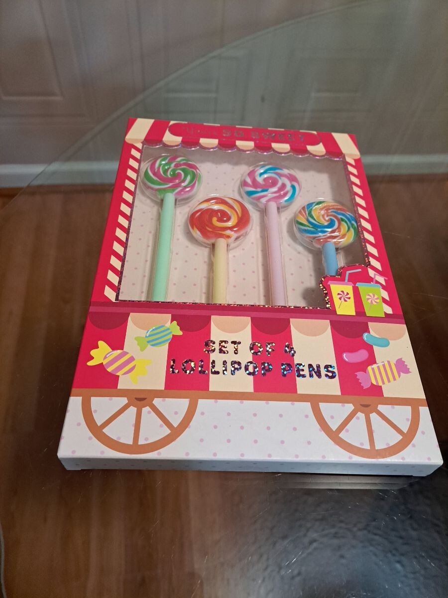 4 PC NOVELTY LOLLIPOP PEN 4 AT RANDOM SATIN RAINBOW 🌈