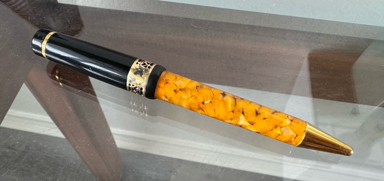 Delta 365 Italy Yellow Orange Marbled Ball Point Pen 925 Trim
