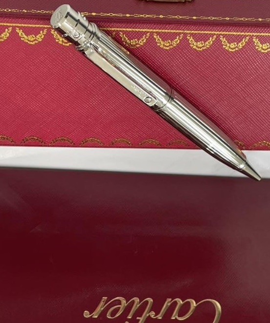 2026 Cartier Santos Ballpoint Pen Silver Trim New w/ Full Box Luxury Gift