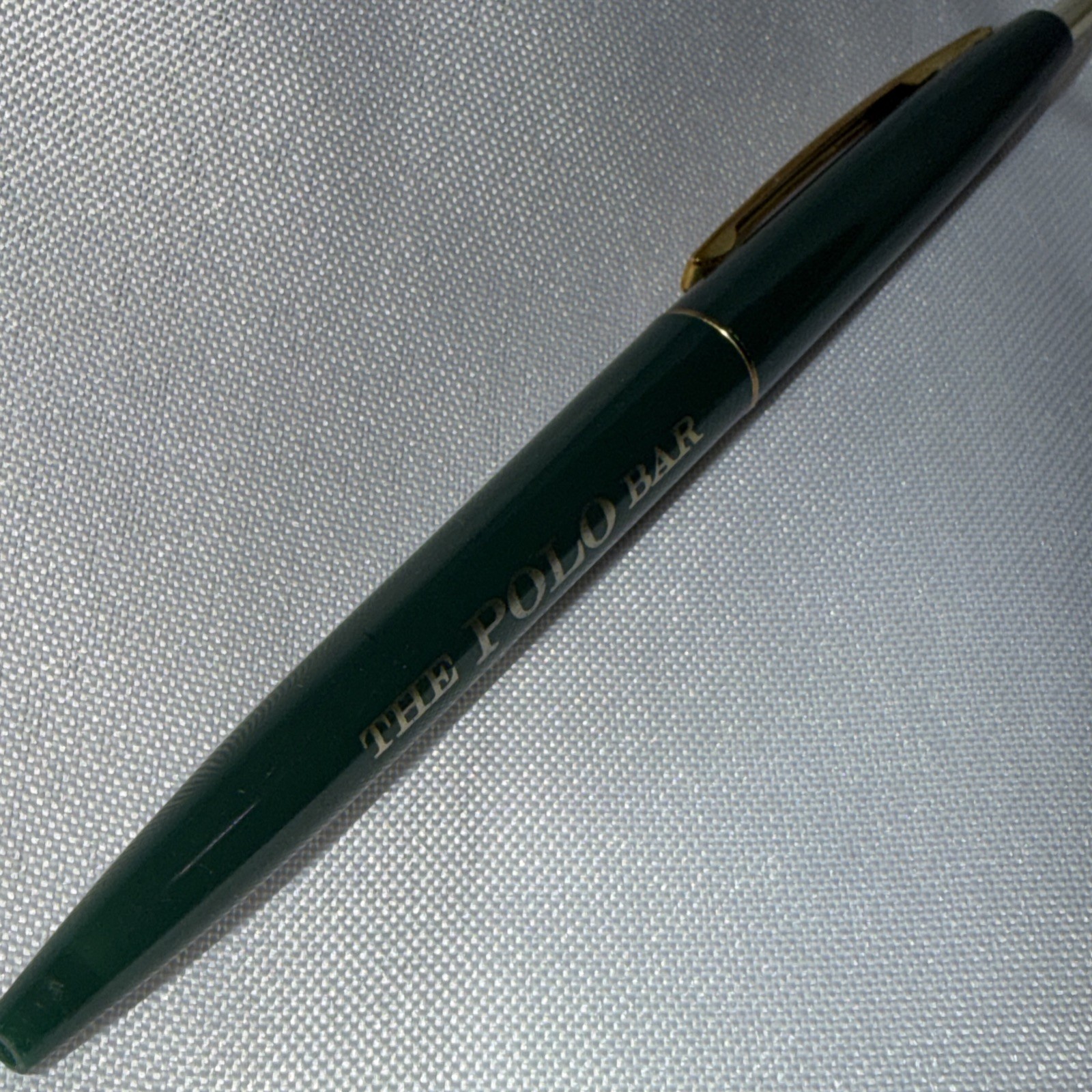 The Polo Bar Ralph Lauren Ballpoint Pen Green Gold NYC Restaurant Collectible