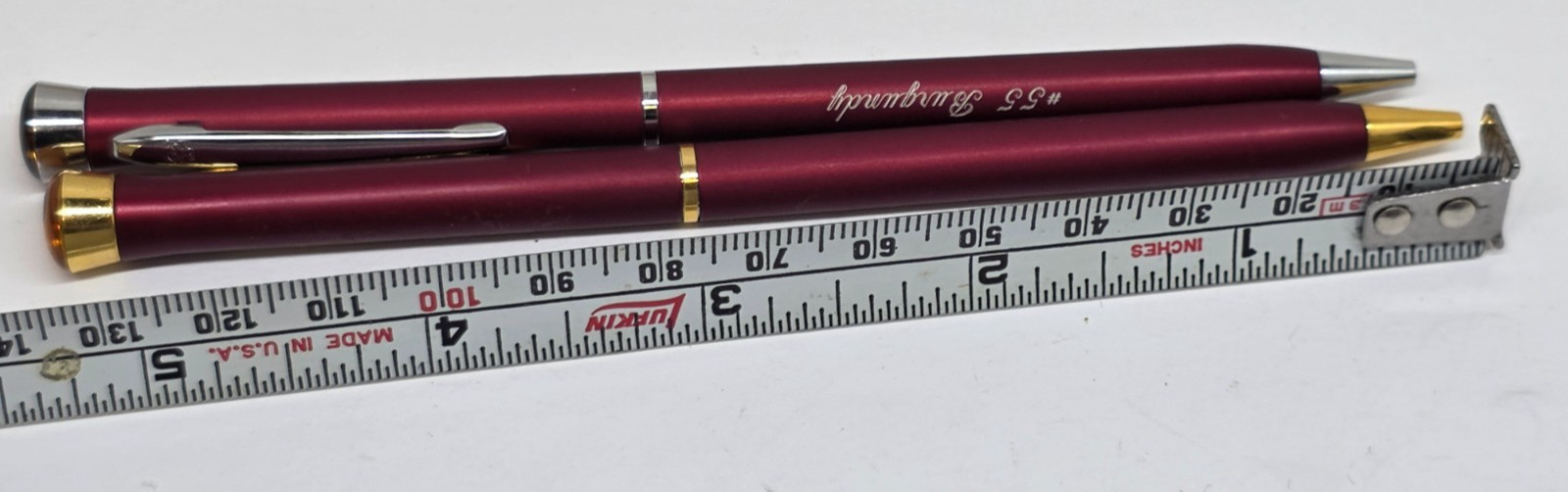 VTG Garland Heirloom Ball Point Pens Burgundy #66 Bubble Top Inter-Chem + Box