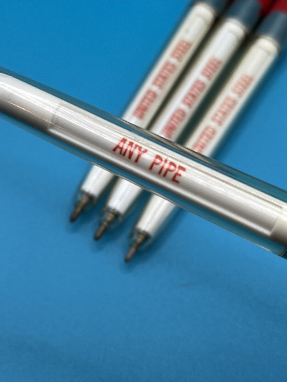 Vintage Advertising Pen United States Steel Any Pipe Any Time We Mean It Lot (4)