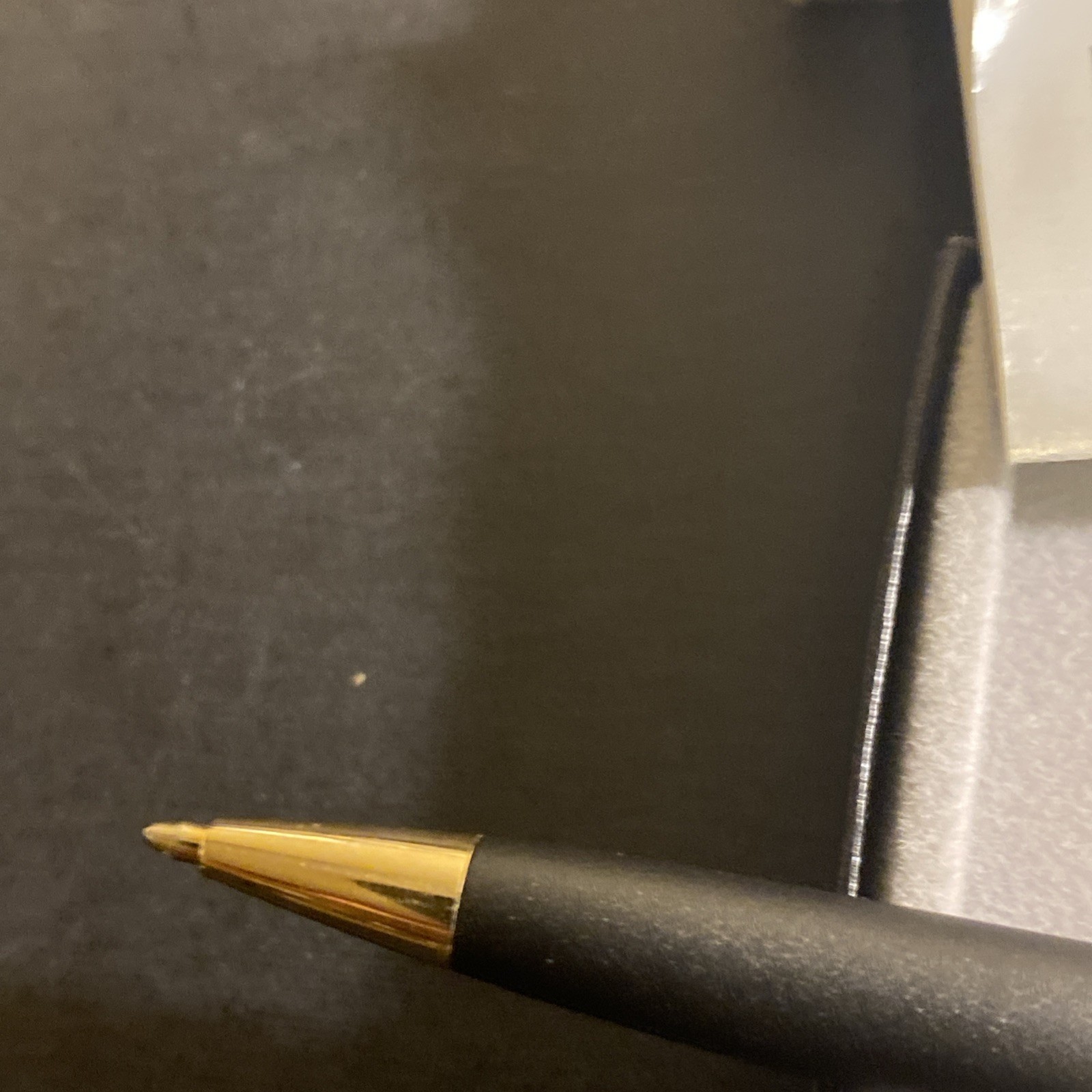 Quill Ballpoint Pen, Black With Gold Trim, Black