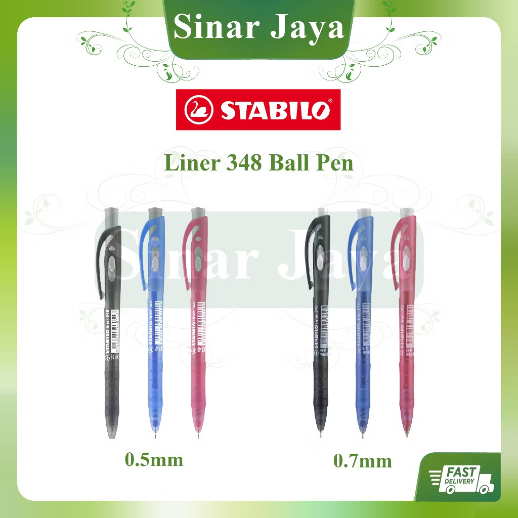 Stabilo Liner 348 Ballpoint Pen Fine 0.5mm and 0.7mm School Stationery 50pcs