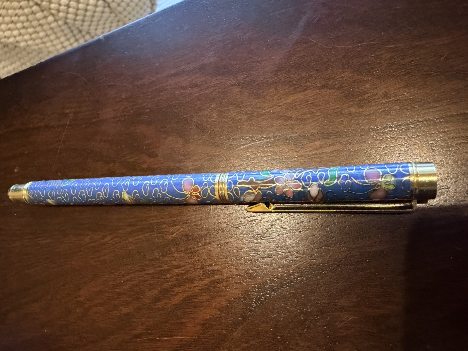 Vintage Beijing Cloisonné Enamel Ballpoint Pen Taipu R-920 Jingtailan w/ Box