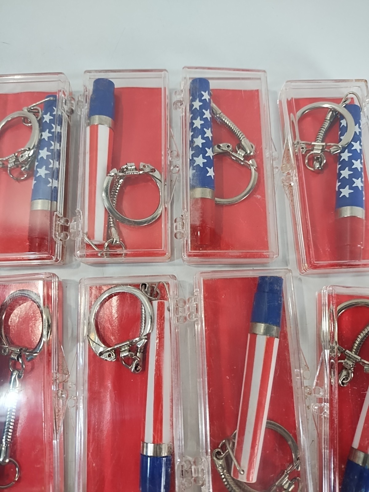 Vintage Stars & Stripes Keychain & Pen Set (Lot Of 16) In Retail Display Box USA