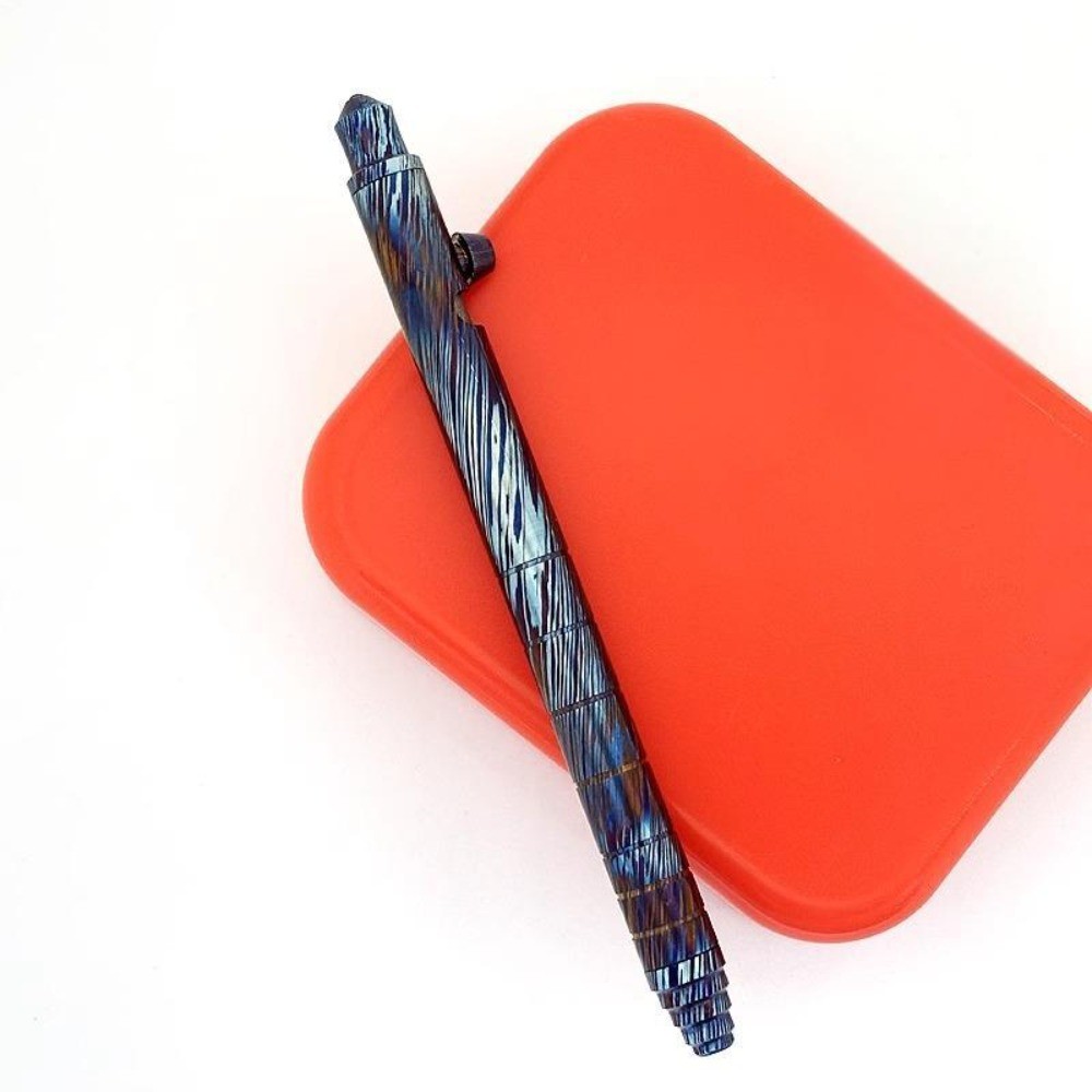EDC Titanium Damascus Ballpoint Pen Bolt Action Signature Writing Pen Outdoor
