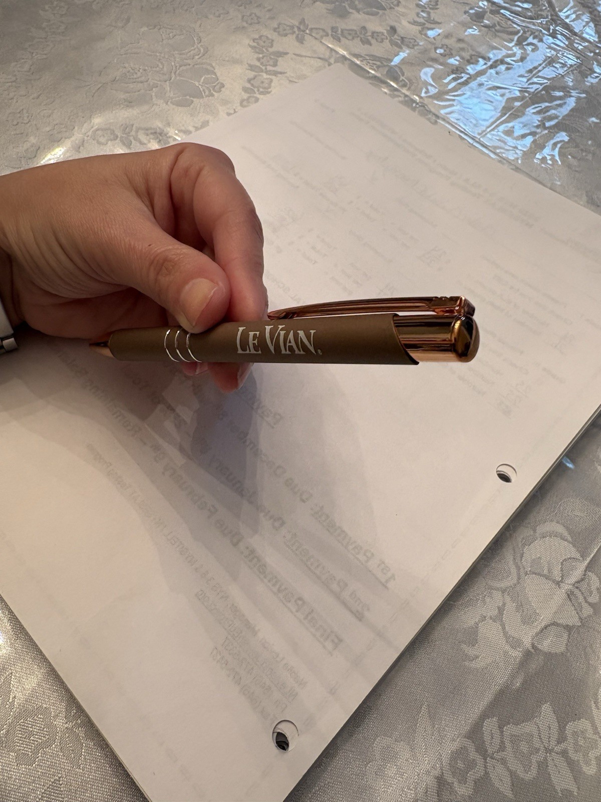 Authentic Le Vian Branded Gold-Tone Ballpoint Pen (Blue Ink)
