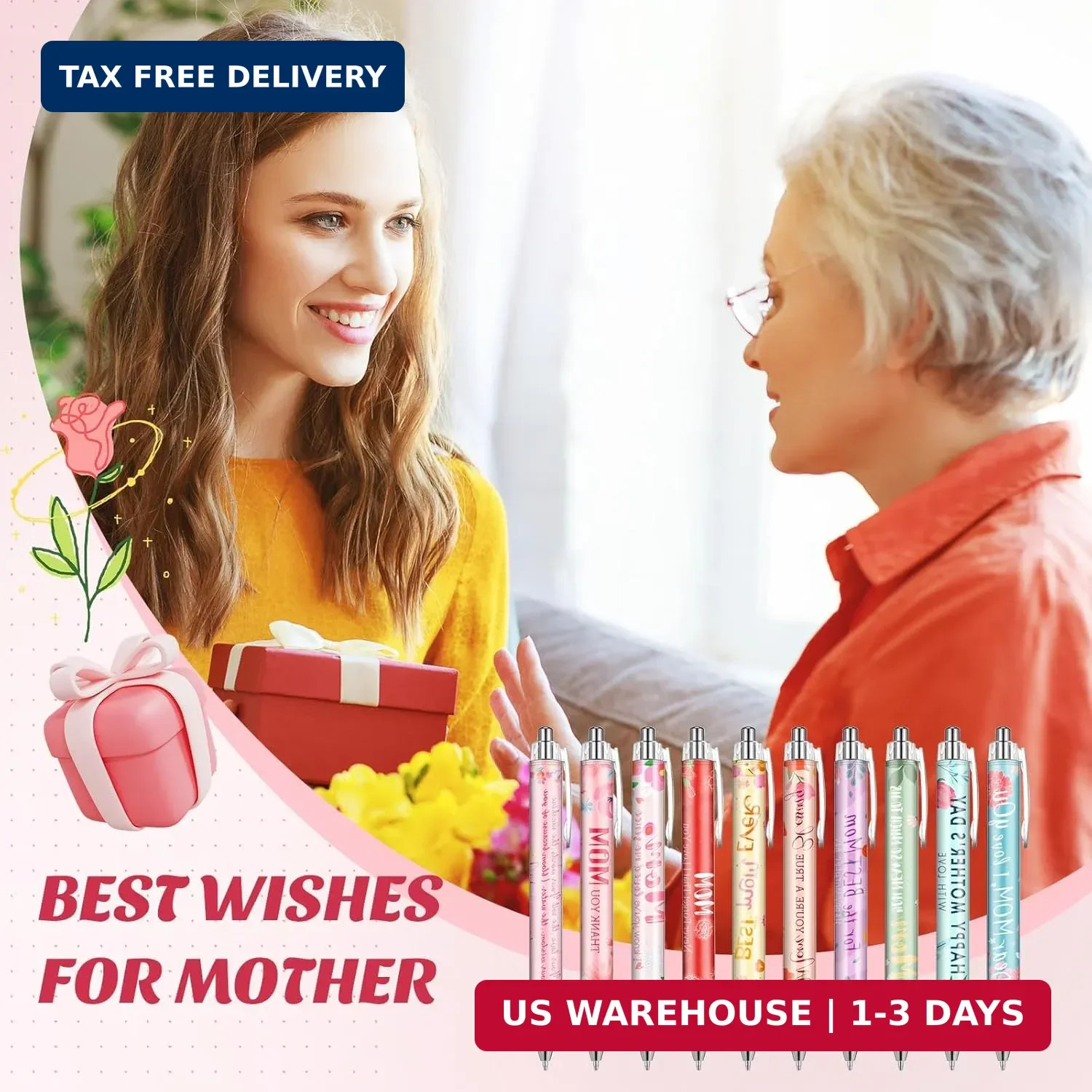 Skyygemm 10 Pcs Mothers Day Gifts Bulk Happy Mother’s Day Ballpoint Pens Retract