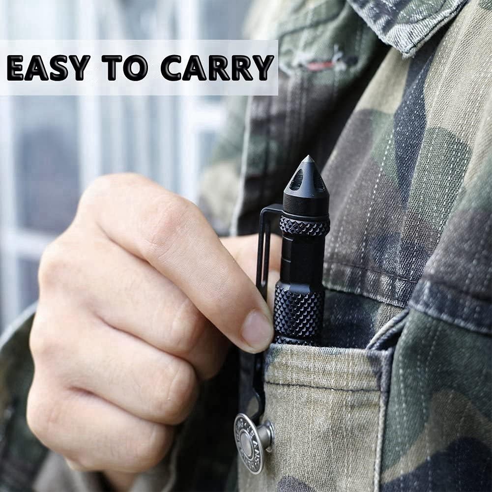 10 pcs Tactical Pen Aluminum Self Defense Glass Breaker Pen Writing Black EDC
