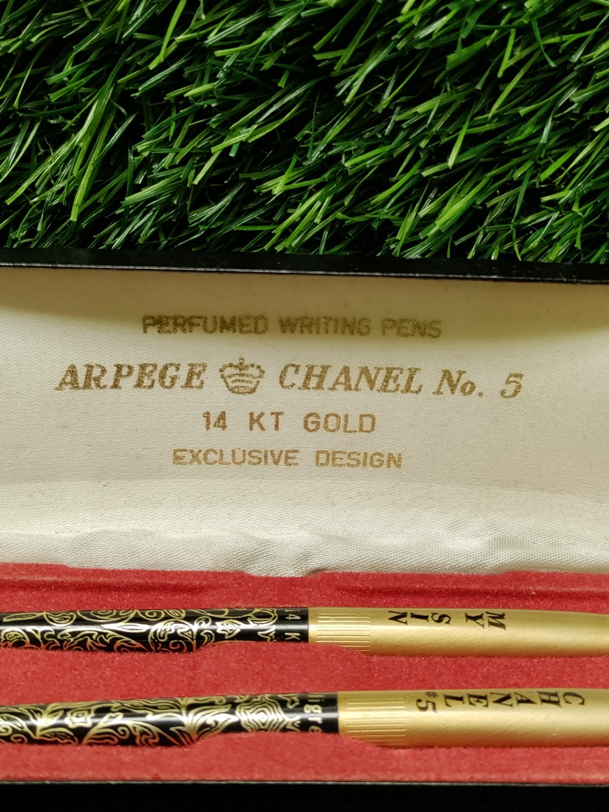 Arpege CHANEL No.5 Ballpoint Pen Set 14K Gold, Vintage
