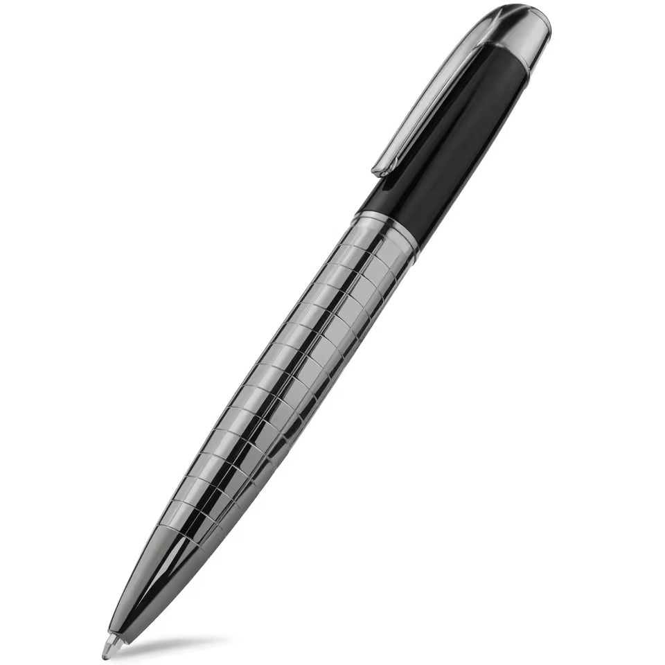 Executive Gunmetal Ballpoint Pen, Parker Style Refill, Chiseled Grid, YP854