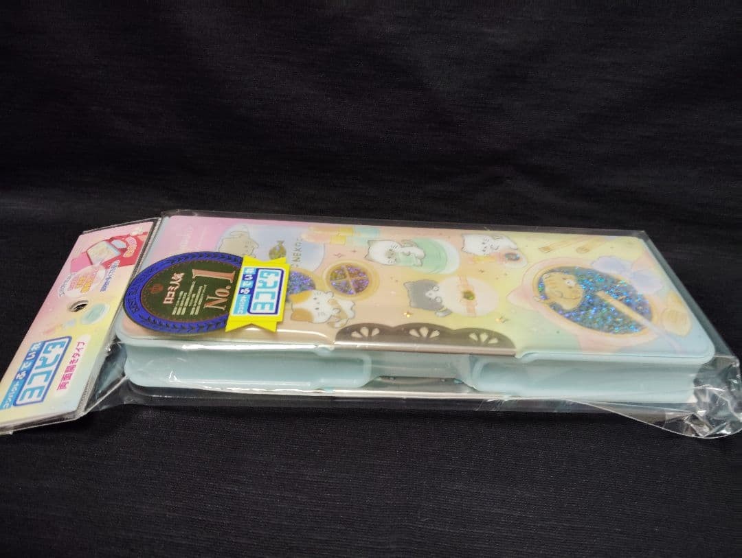 Yokopita pencil case hologram makeup cat sun star stationery, open on both sides