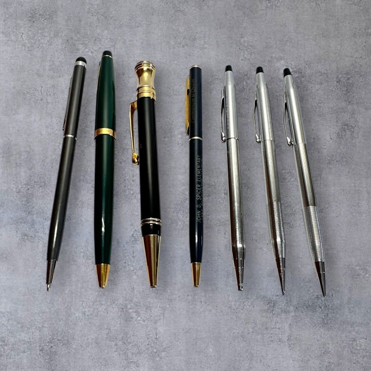 Cross Parker Mixed Ballpoint Pen/Pencil Lot 7pc Silver Gold Green Vintage -As Is
