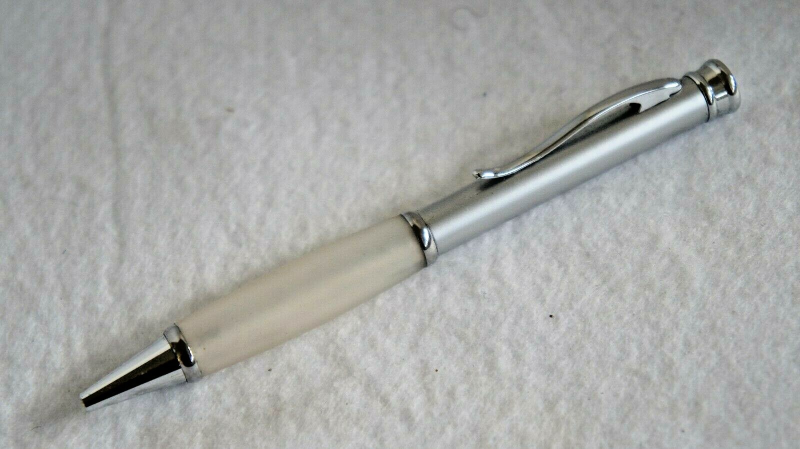 Metal Barrel Ballpoint Pen w/ White rubber grip New
