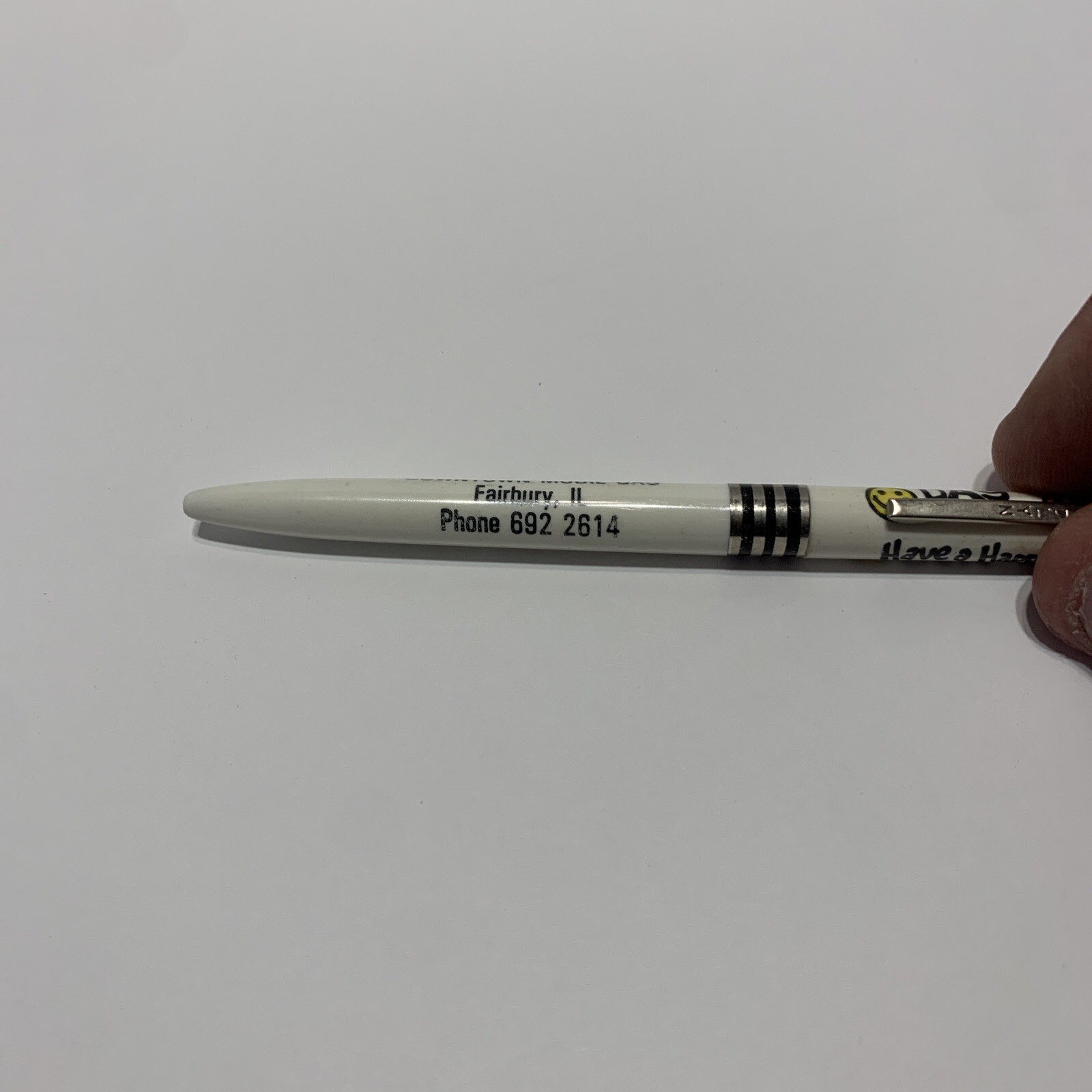 Vintage Advertising Pen Moser & Son Downtown Mobil Gas Fairbury IL Happy Day