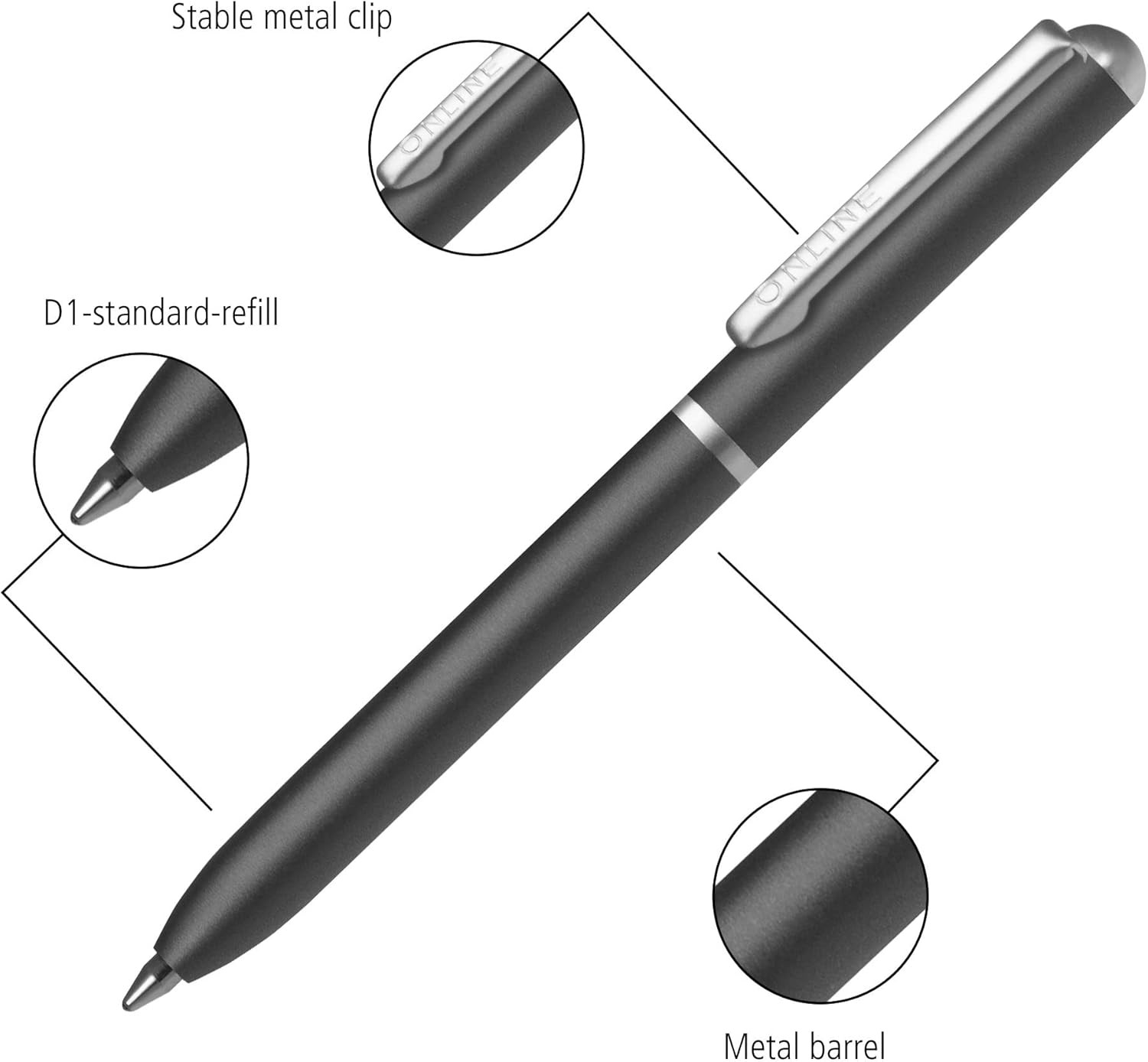 Mini Twist Ballpoint Pen Blue with Metal Clip │ Standard Pen Refill │ Small Pens