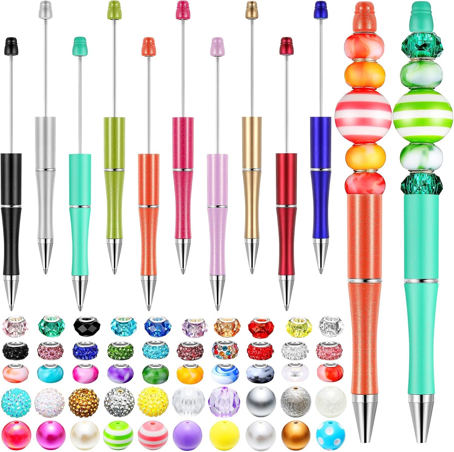 Beadable Pen Bead Pens with Assorted Colors Beads for Pens Multicolor Ballpoint