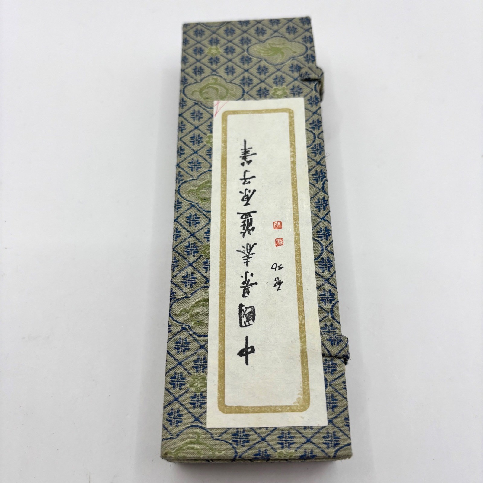Vintage Chinese Cloisonne Floral Ballpoint Pen Blue Gold Enamel with Gift Box