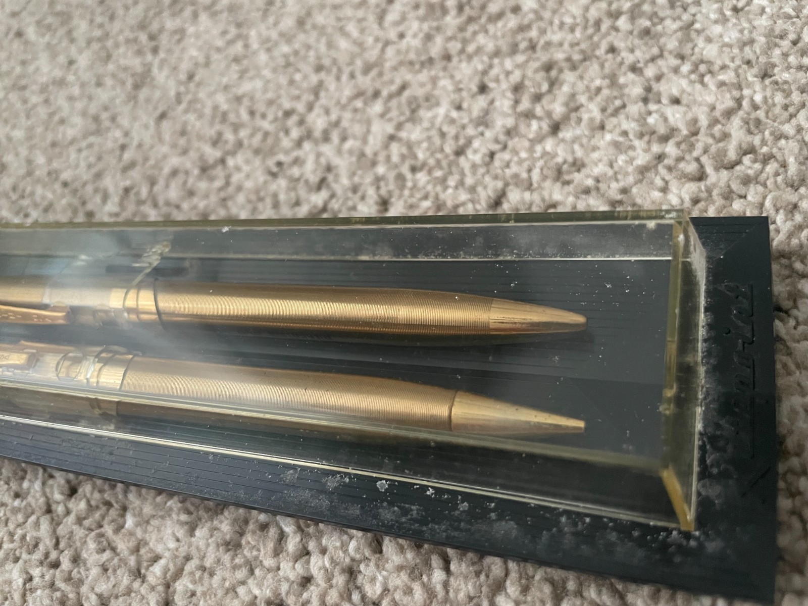 Vintage Ritepoint Gold Ballpoint Pen Pencil Set w/Plastic Case & «Showcase» Pckg