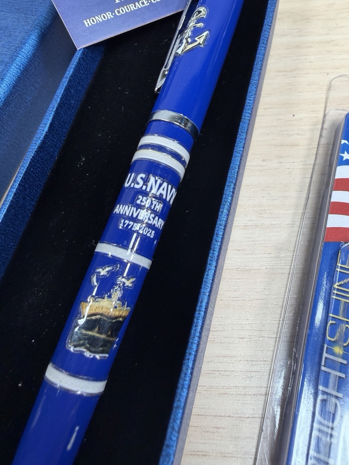 U.S. Navy 250th Anniversary Commemorative Pen (1775–2025) & Keychain