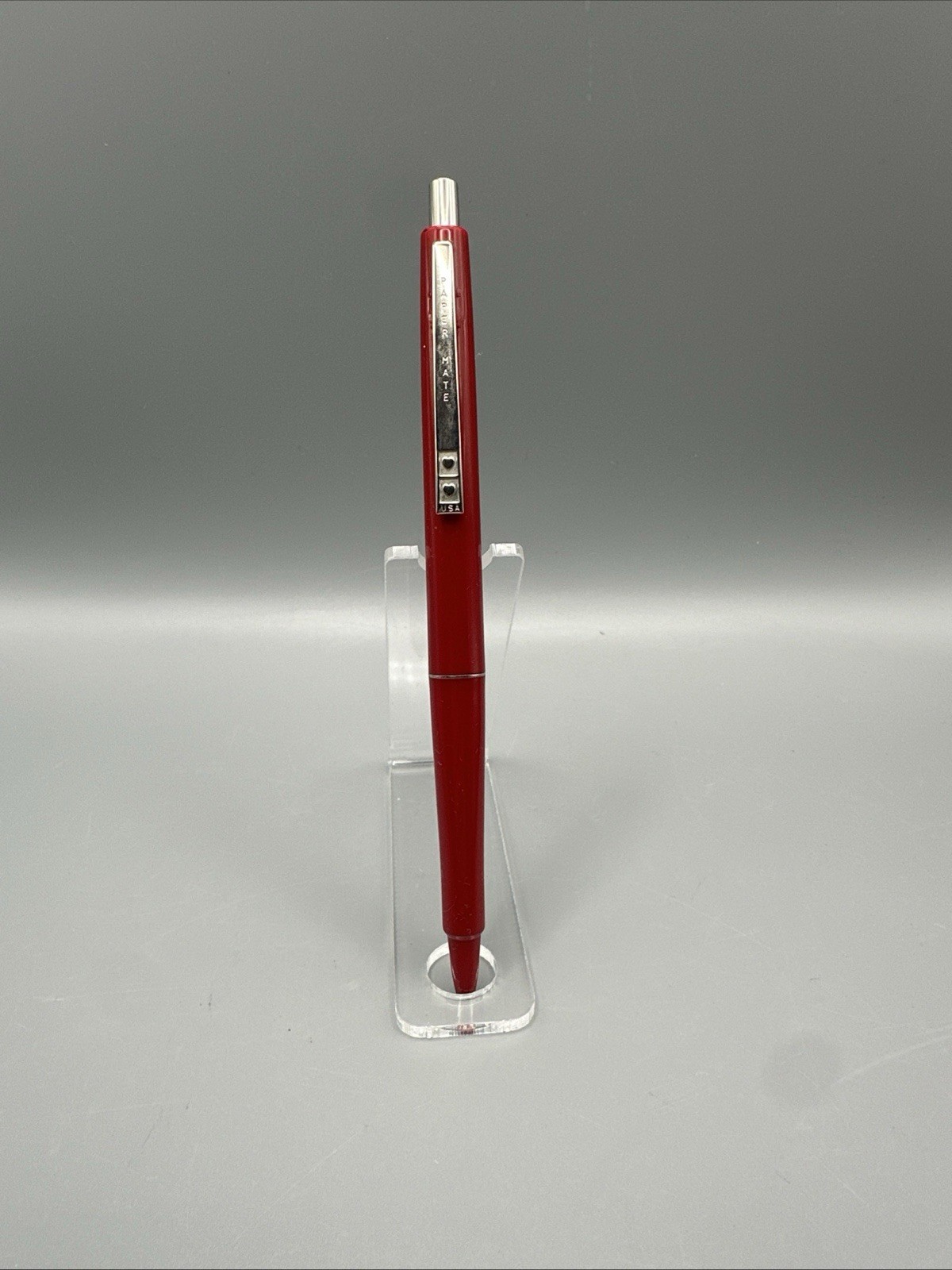 VTG Paper Mate Ninety Eight Red Pen Double Heart Logo 1989 New Black Ink 1382
