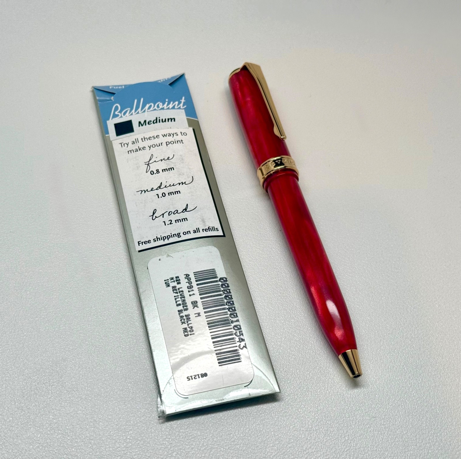 Levenger True Writer Bordeaux Red Ballpoint Pen Gold Trim NEW Levenger Refills