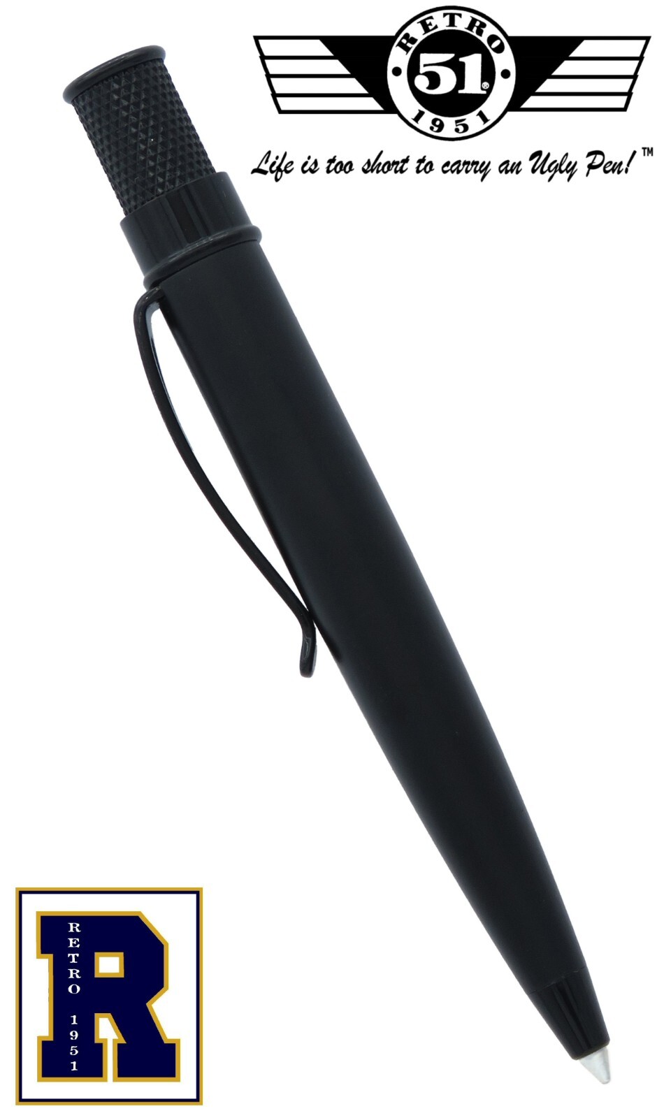 Retro 51 #EBP-2401PK / Stealth Black Elite Series Twist Action Tornado Ballpoint