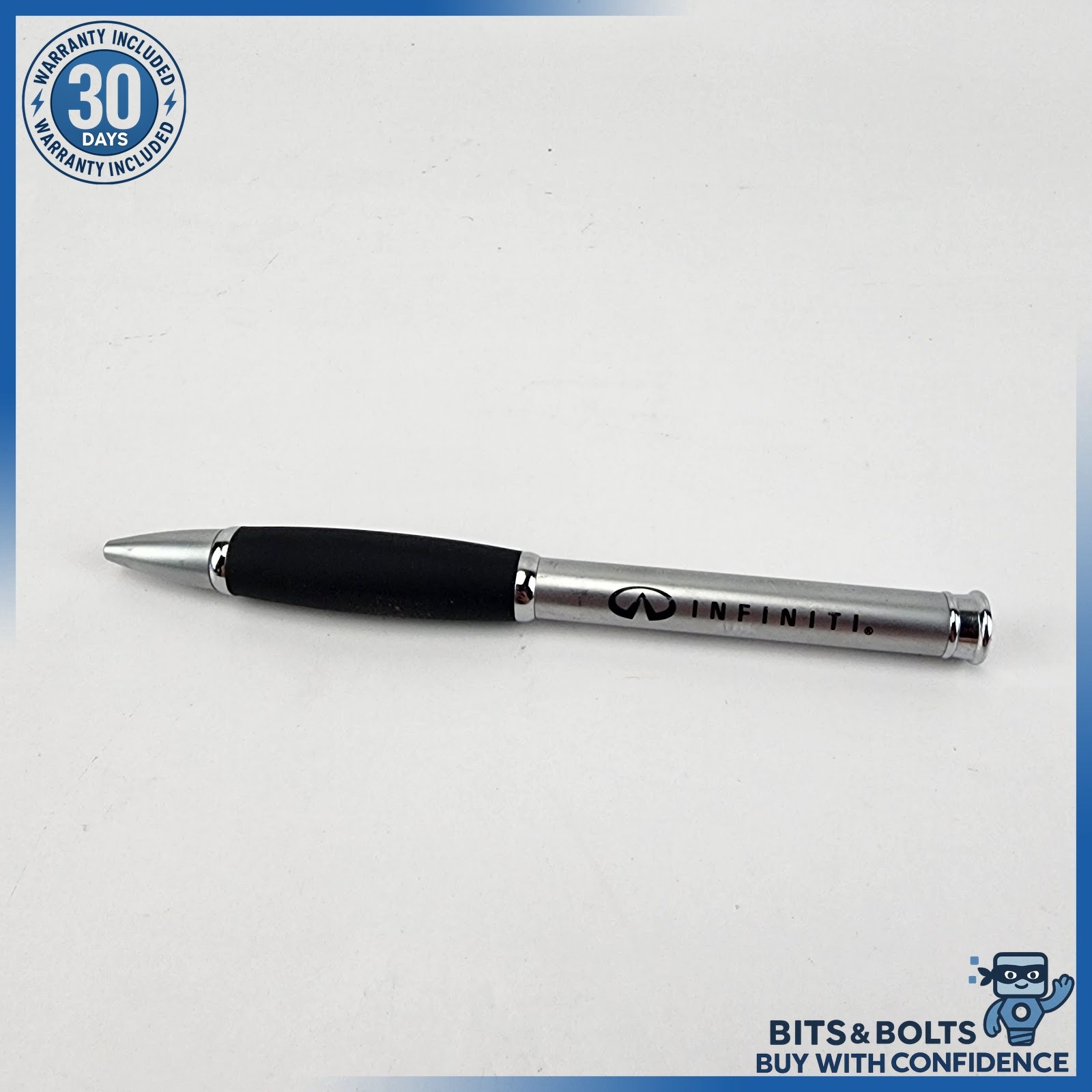 Infiniti Car Ballpoint Pen Silver Rare Limited OEM Ink Clip Chrome Rubber Grip