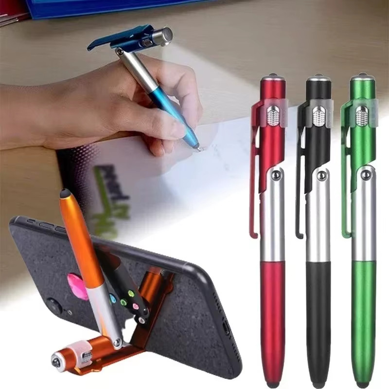 4-In-1 Multifunction Ballpoint Pen LED Light Foldable Phone Stand Night Reading