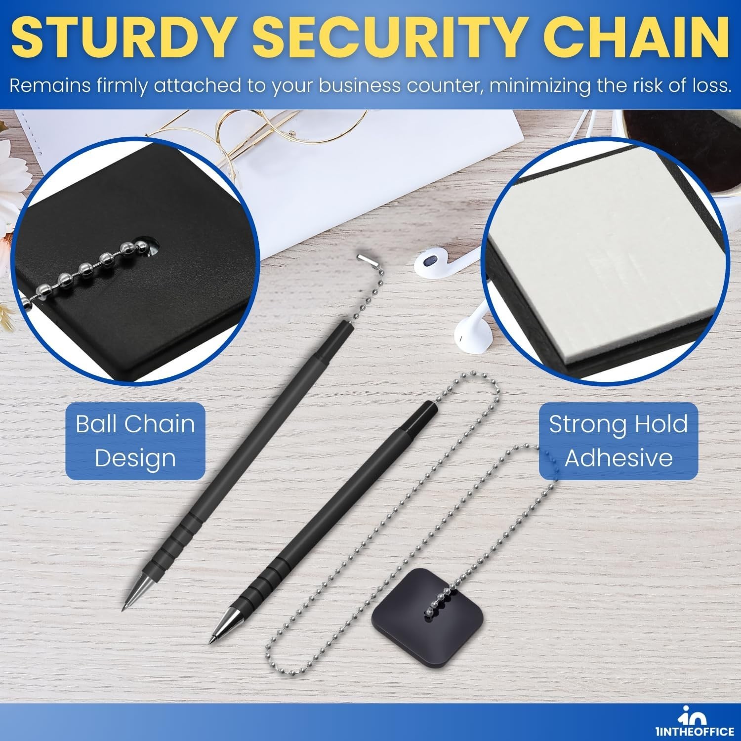 Pen with Chain 7mm Security Pen with Adhesive Pad Pen with Chain For Desk Wit…