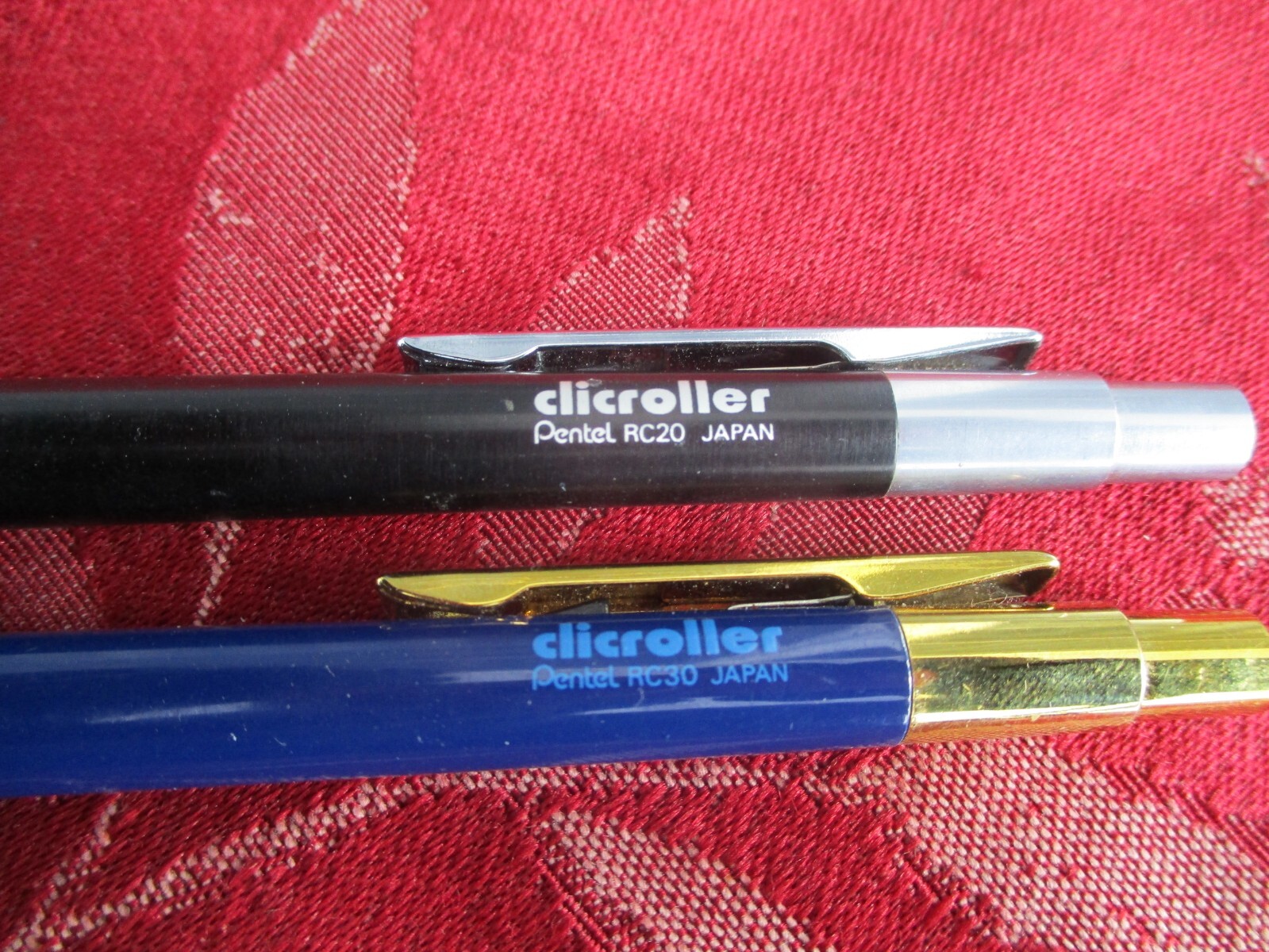 2-Pentel Clicroller Pens RC20 Black and RC30 Blue