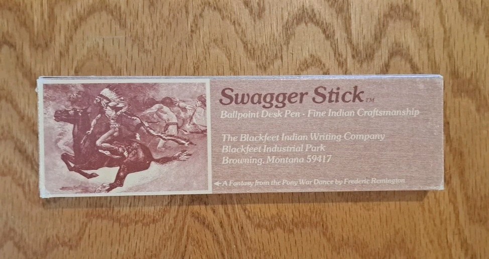 Swagger Stick Box of 10 Black Ink Pens Blackfeet Indian Co Browning MT c1970s