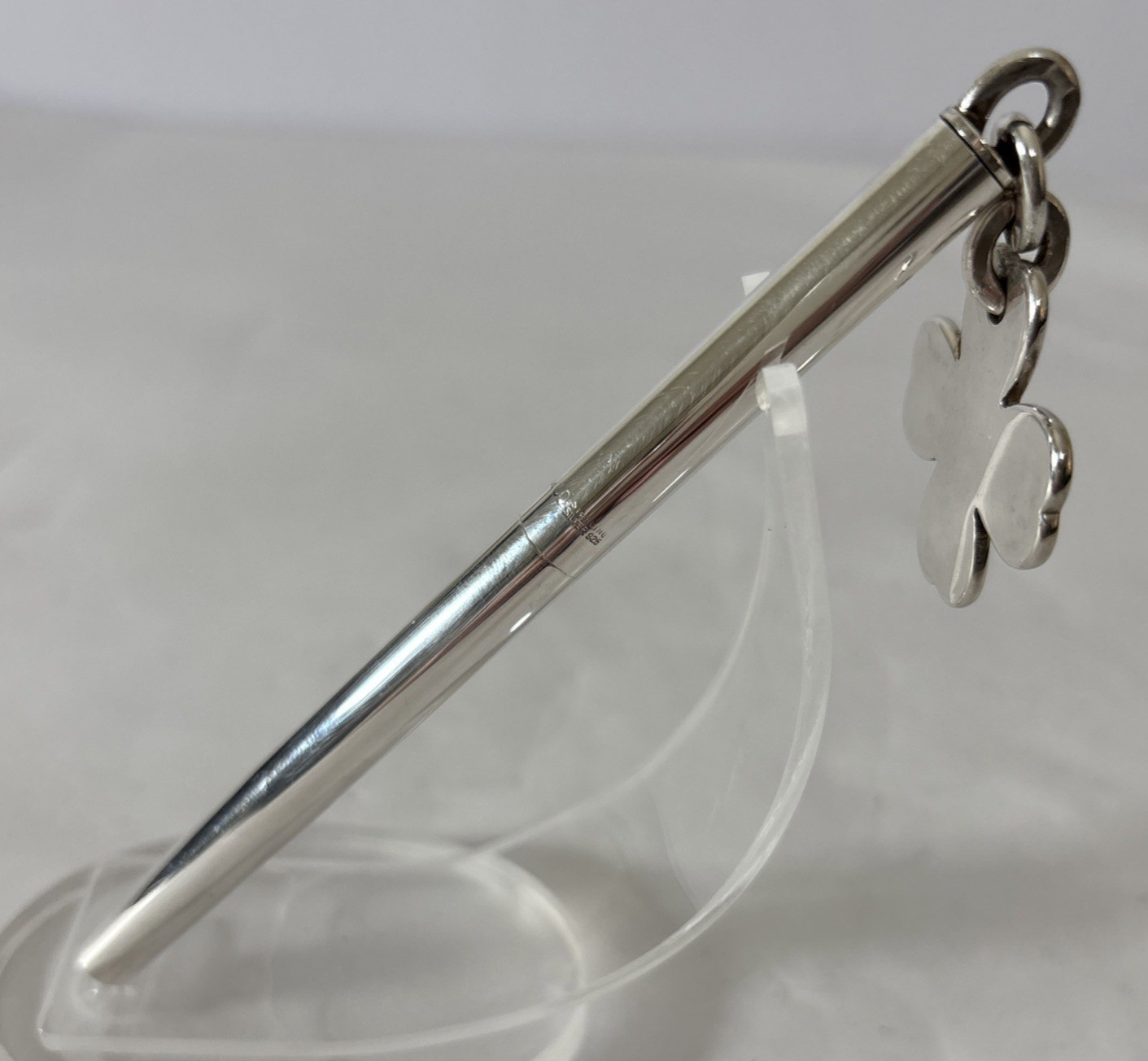 Tiffany & Co. 925 Sterling Silver Ballpoint Pen with Clover/Shamrock Charm 20g