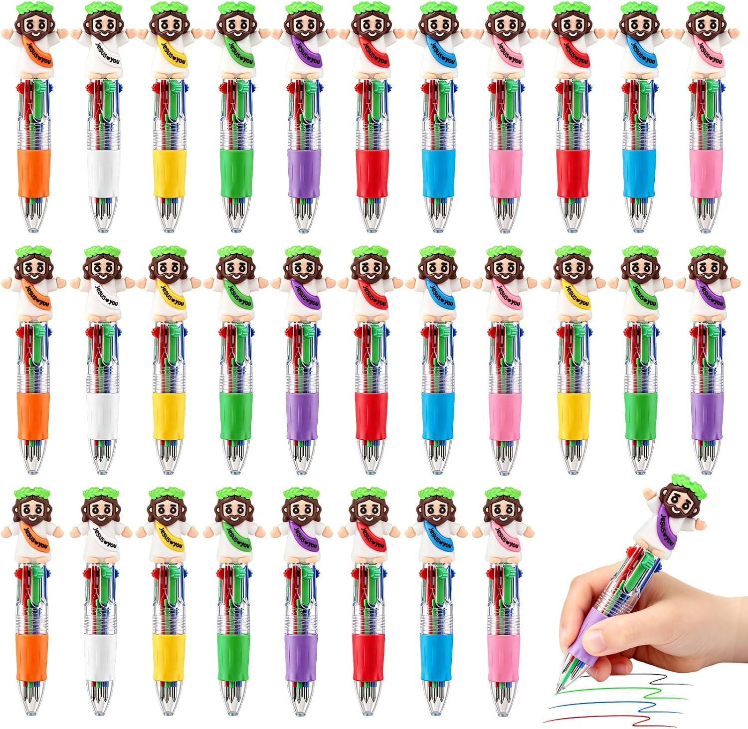 30Pcs Mini Multicolor Pens in One 4-In-1 Cute Pens Bulk for Kids