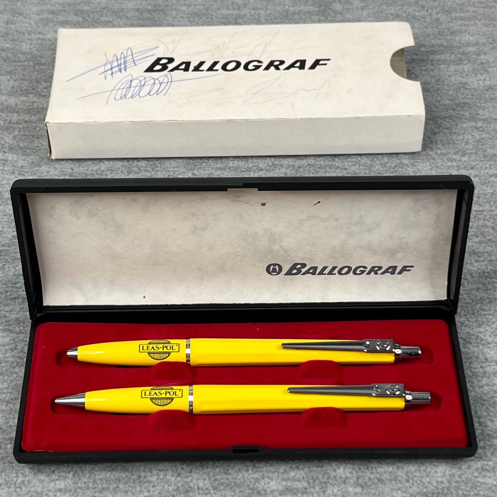 Ballograf Yellow Pencil and Ballpoint Pen Set With Original Box
