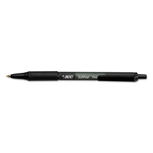 Soft Feel Retractable Ballpoint Pens Point 12 Count (Pack of 1) Black Fine