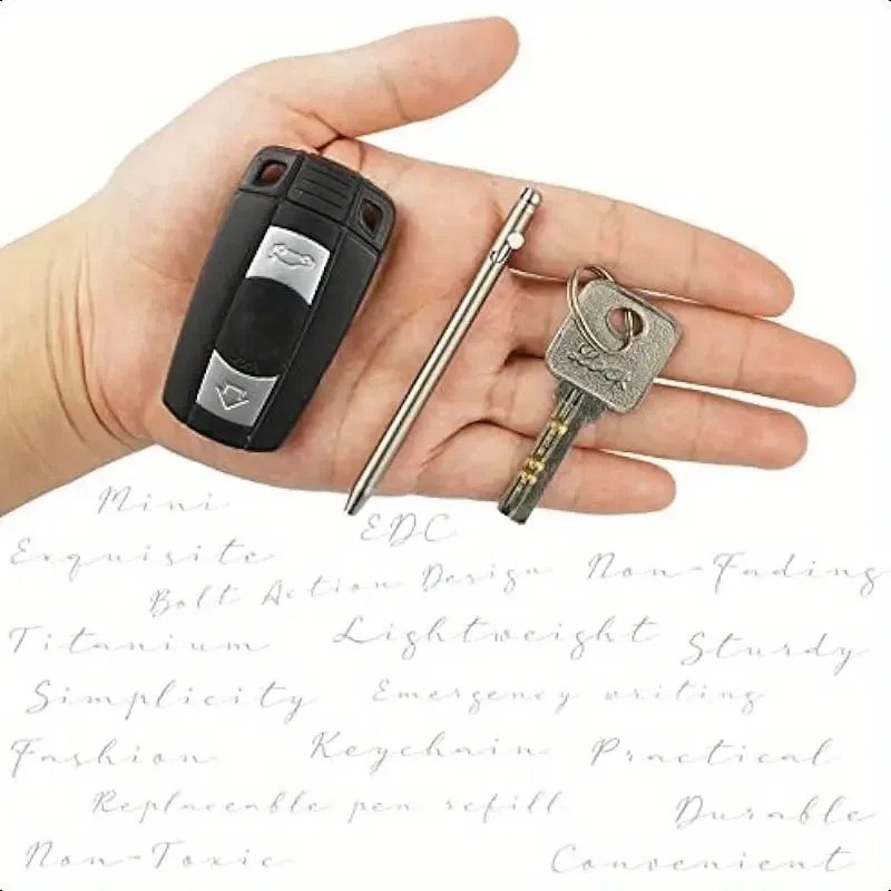 Mini Titanium Keychain Bolt Action Pen Small Travel EDC Ballpoint Signature Pen