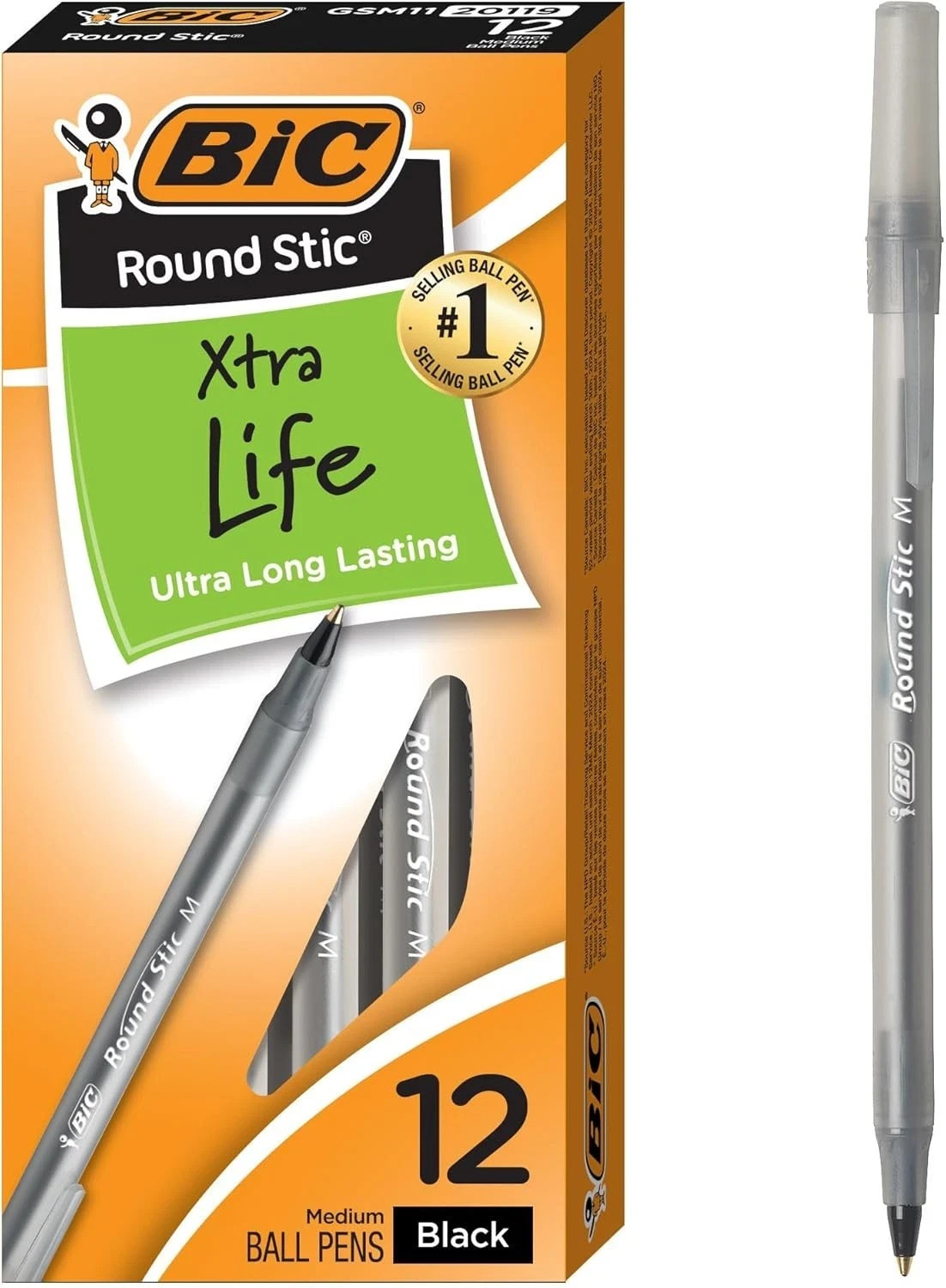 Pack of 12 Ballpoint Pen – Black Ink Ball Point Pens for Office Writing School