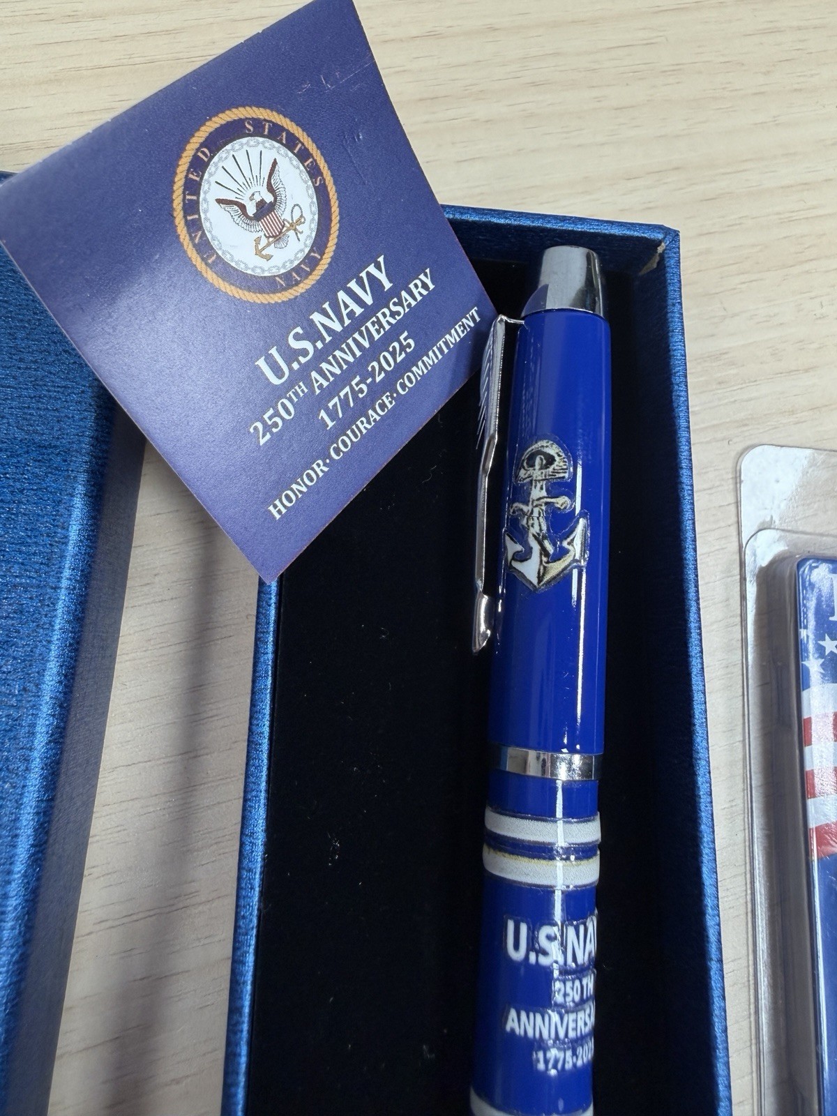 U.S. Navy 250th Anniversary Commemorative Pen (1775–2025) & Keychain