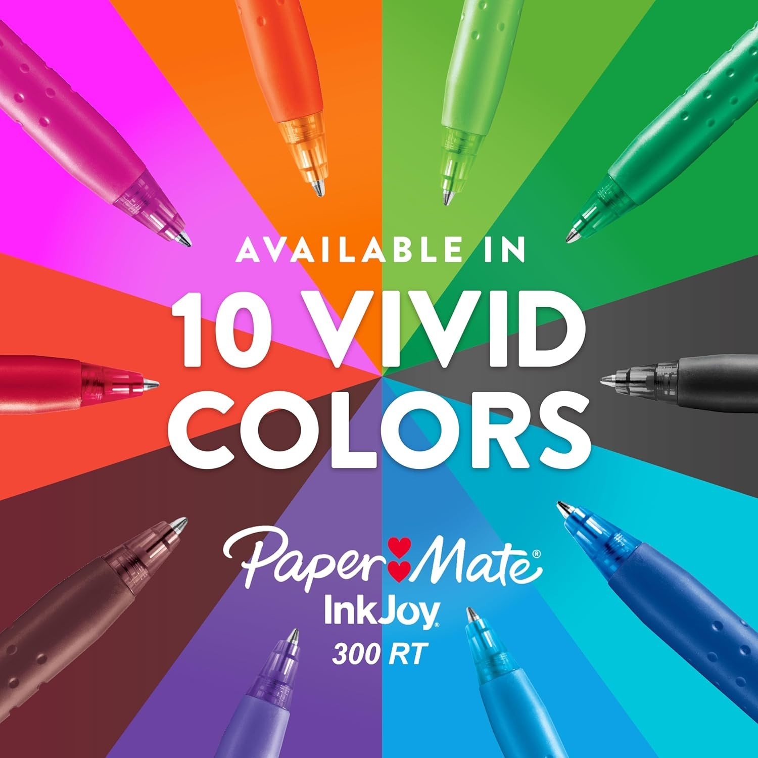 24 Pack Retractable InkJoy 300RT Black Ballpoint Pens with Comfort Grip