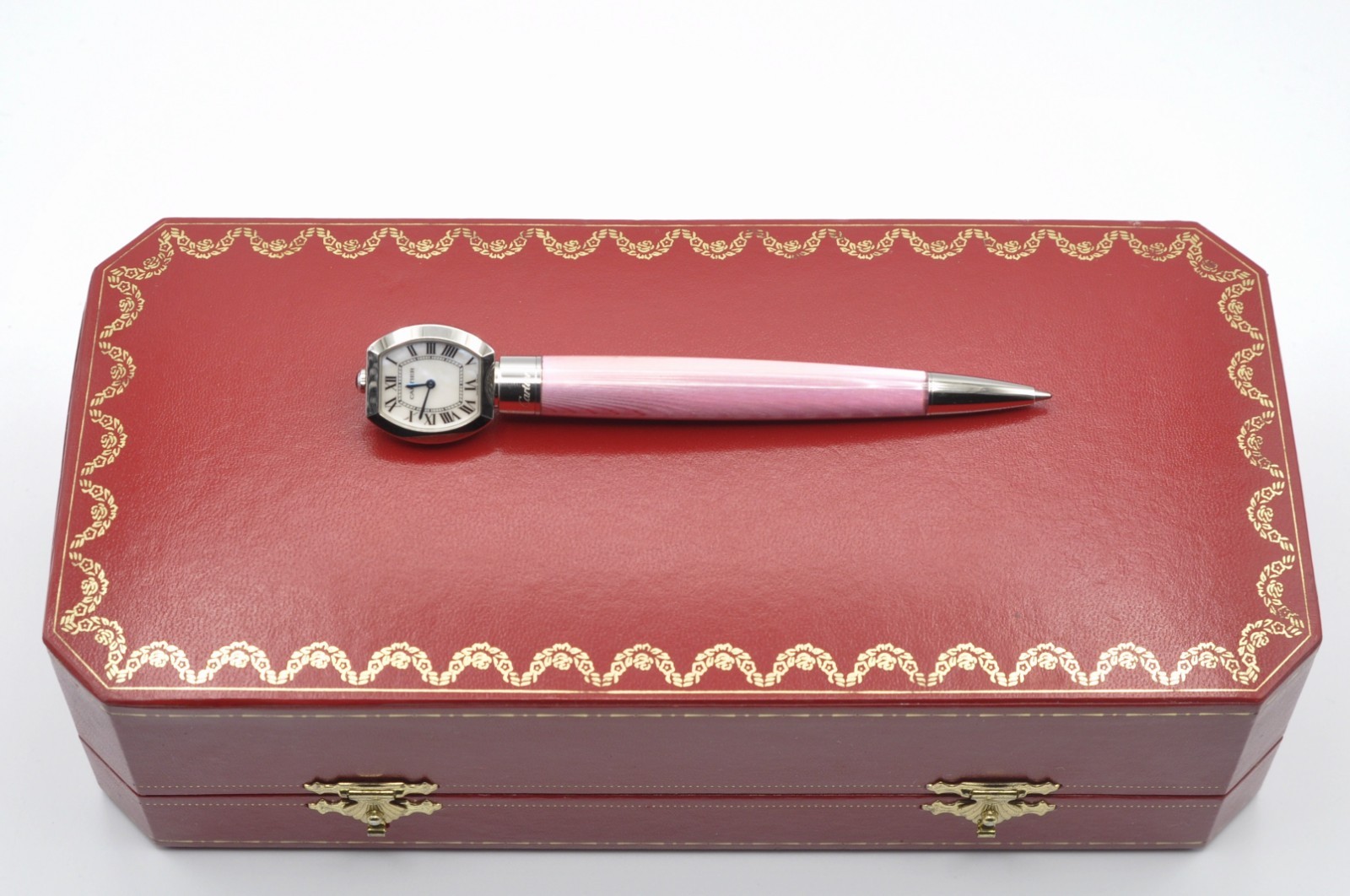 Cartier ST190010 L.E. pink enamel BP with built-in watch exc++++ in box