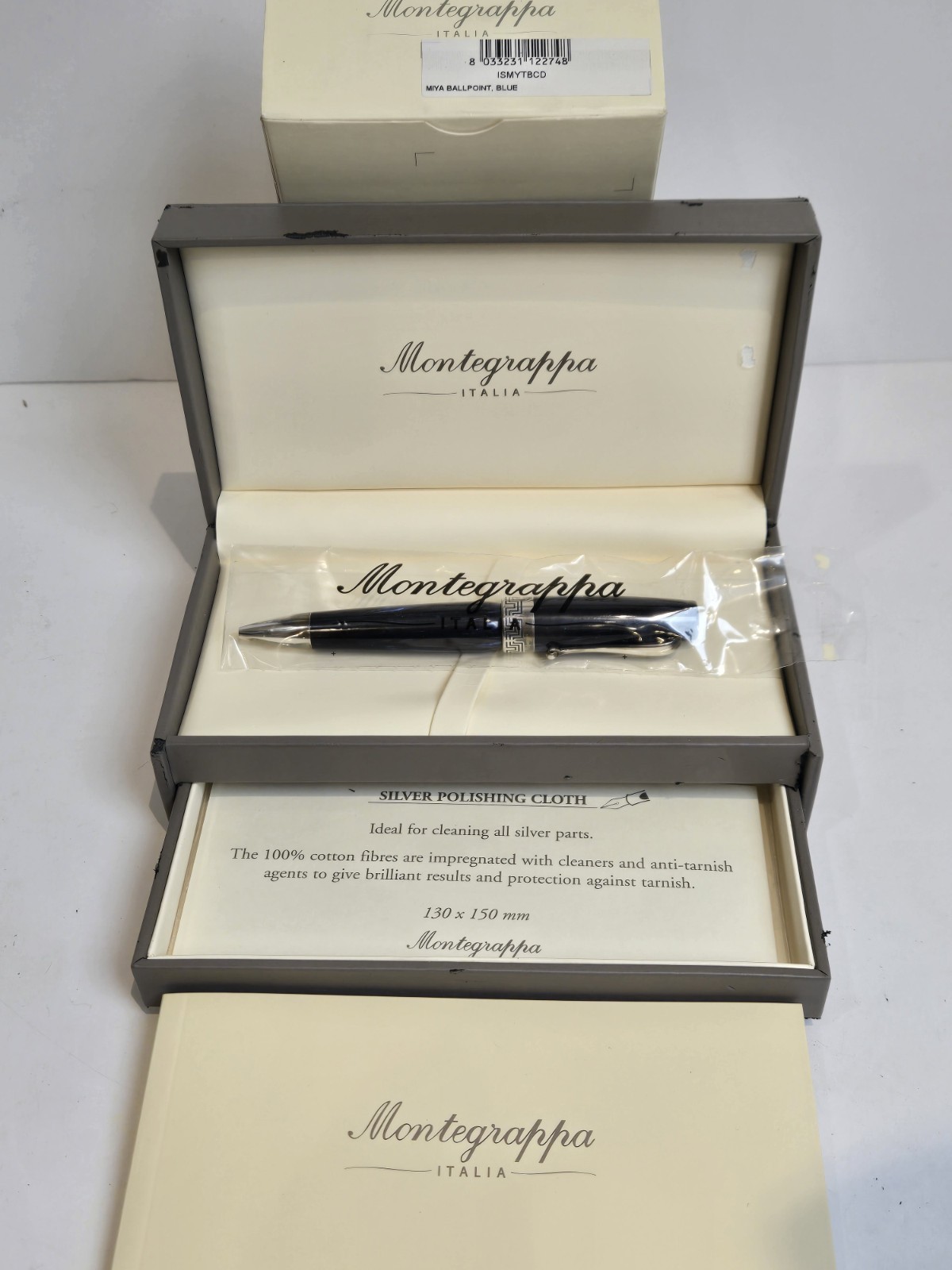 Montegrappa Miya Ballpoint Pen Midnight Blue Celluloid & Sterling ISMYTBCD