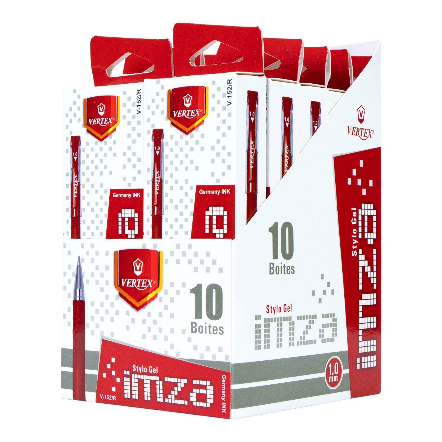 VERTEX IMZA Gel Pens Set 1.0mm Red Germany Ink Bulk 10 Boxes x 10 Pcs (100 Pens)